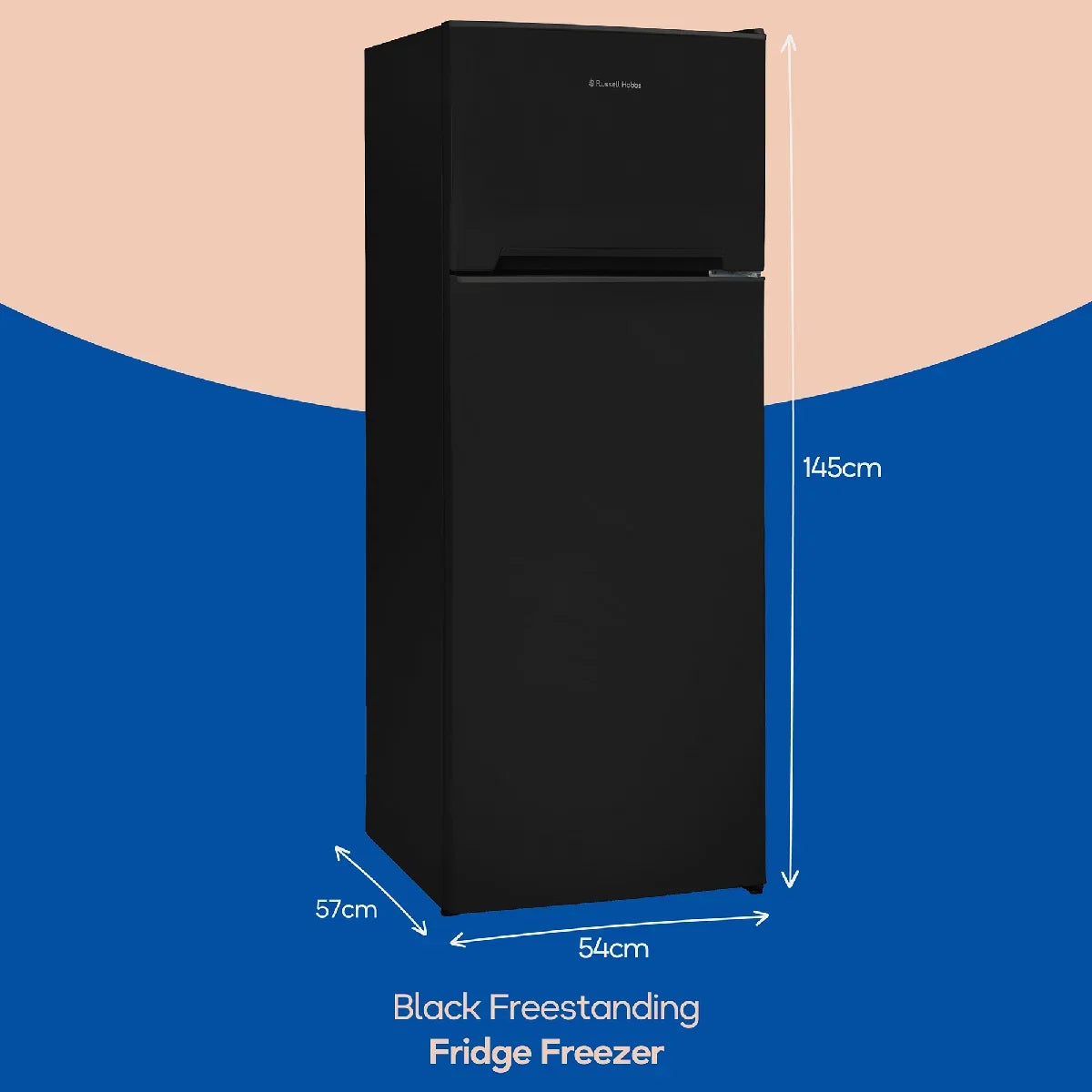 Russell Hobbs White 54cm Wide 145cm High Freestanding Fridge Freezer (Top Mounted) RH144TMFF541E1B