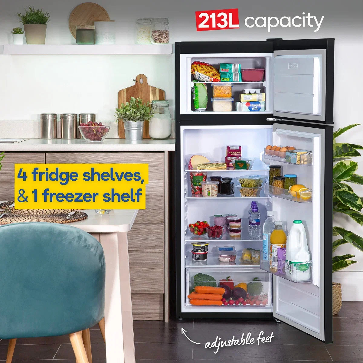 Russell Hobbs White 54cm Wide 145cm High Freestanding Fridge Freezer (Top Mounted) RH144TMFF541E1B
