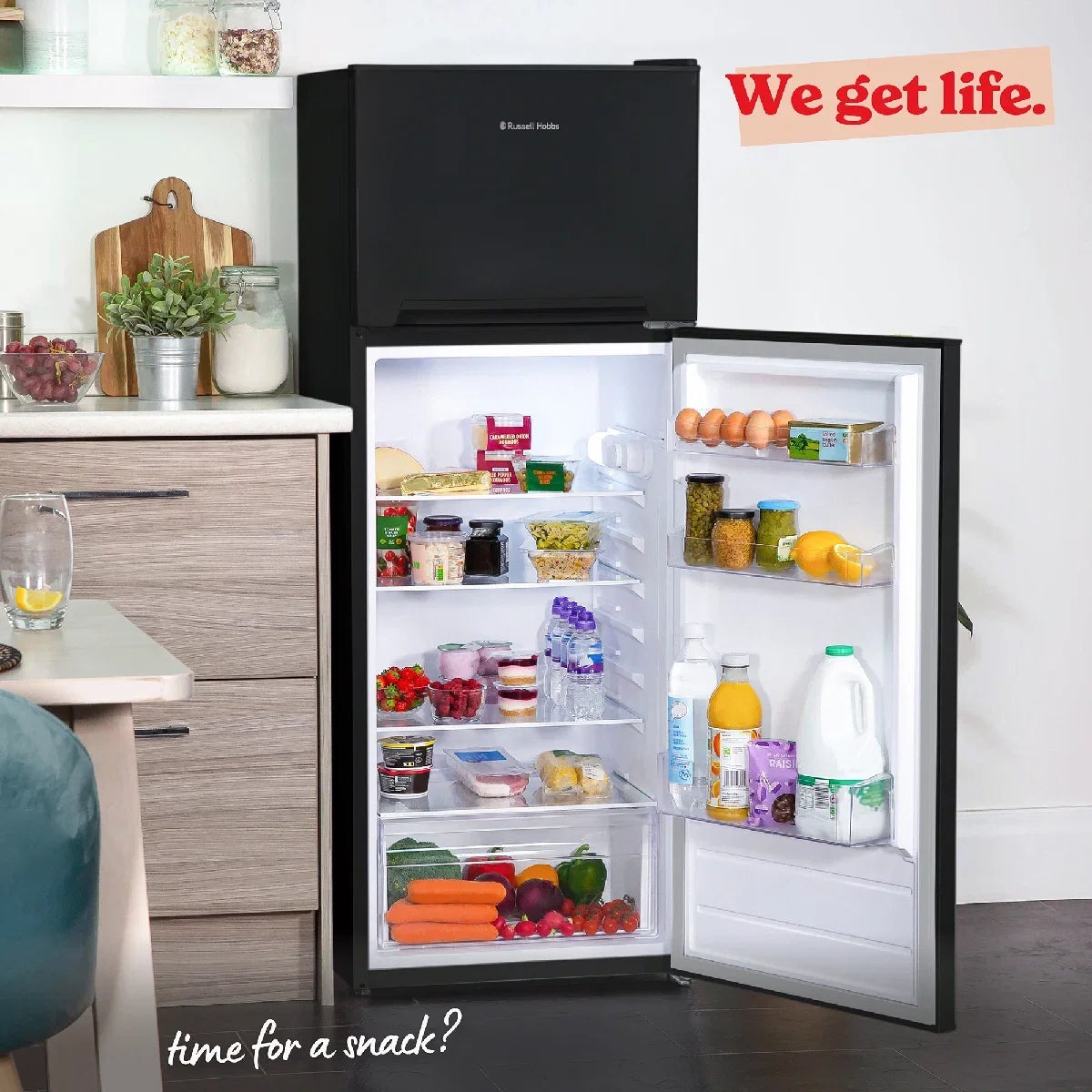 Russell Hobbs White 54cm Wide 145cm High Freestanding Fridge Freezer (Top Mounted) RH144TMFF541E1B