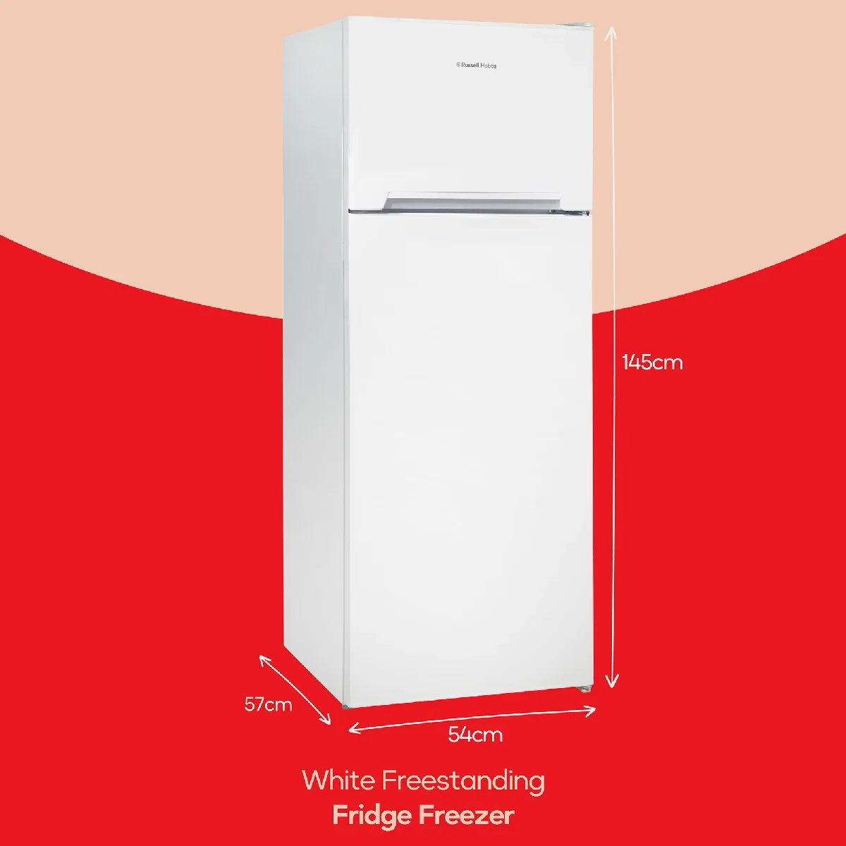 Russell Hobbs White 54cm Wide 145cm High Freestanding Fridge Freezer (Top Mounted) RH144TMFF541E1W