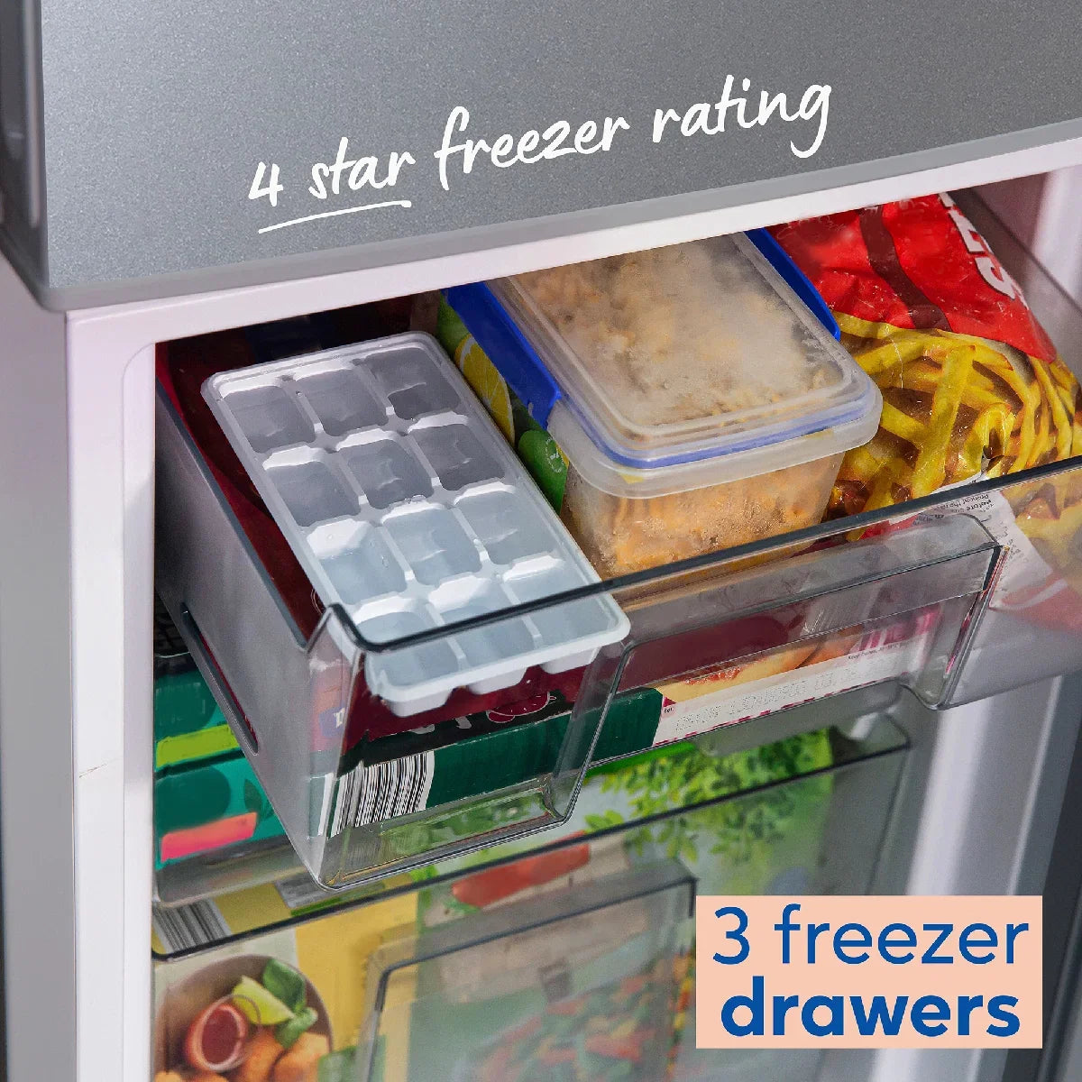Russell Hobbs RH145FF501E1S Freestanding Low Frost Fridge Freezer in Silver