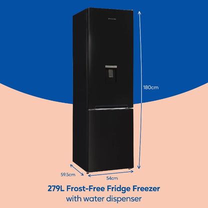 Russell Hobbs RH180FFFF551E1BWD Black 54cm Wide 180cm High Freestanding Frost Free Fridge Freezer with Water Dispenser
