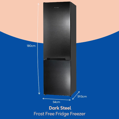 Russell Hobbs RH180FFFF551E1DS Dark Steel 54cm Wide 180cm High Freestanding Frost Free Fridge Freezer