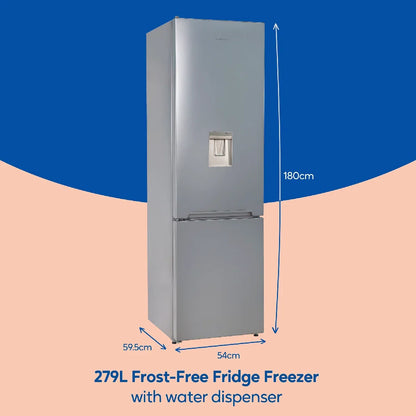 Russell Hobbs RH180FFFF551E1SWD Silver 54cm Wide 180cm High Freestanding Frost Free Fridge Freezer with Water Dispenser