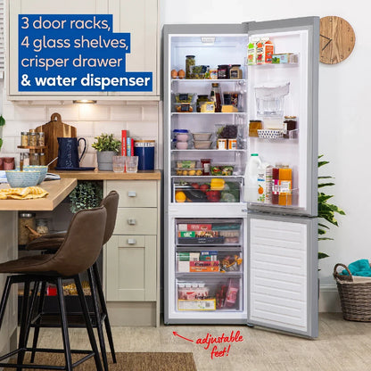 Russell Hobbs RH180FFFF551E1SWD Silver 54cm Wide 180cm High Freestanding Frost Free Fridge Freezer with Water Dispenser