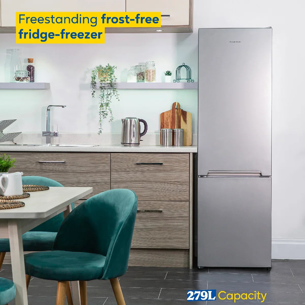 Russell Hobbs RH180FFFF551E1S Silver 54cm Wide 180cm High Freestanding Frost Free Fridge Freezer