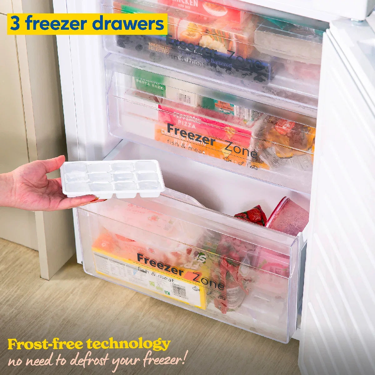 Russell Hobbs RH180FFFF551E1WWD White 54cm Wide 180cm High Freestanding Frost Free Fridge Freezer with Water Dispenser
