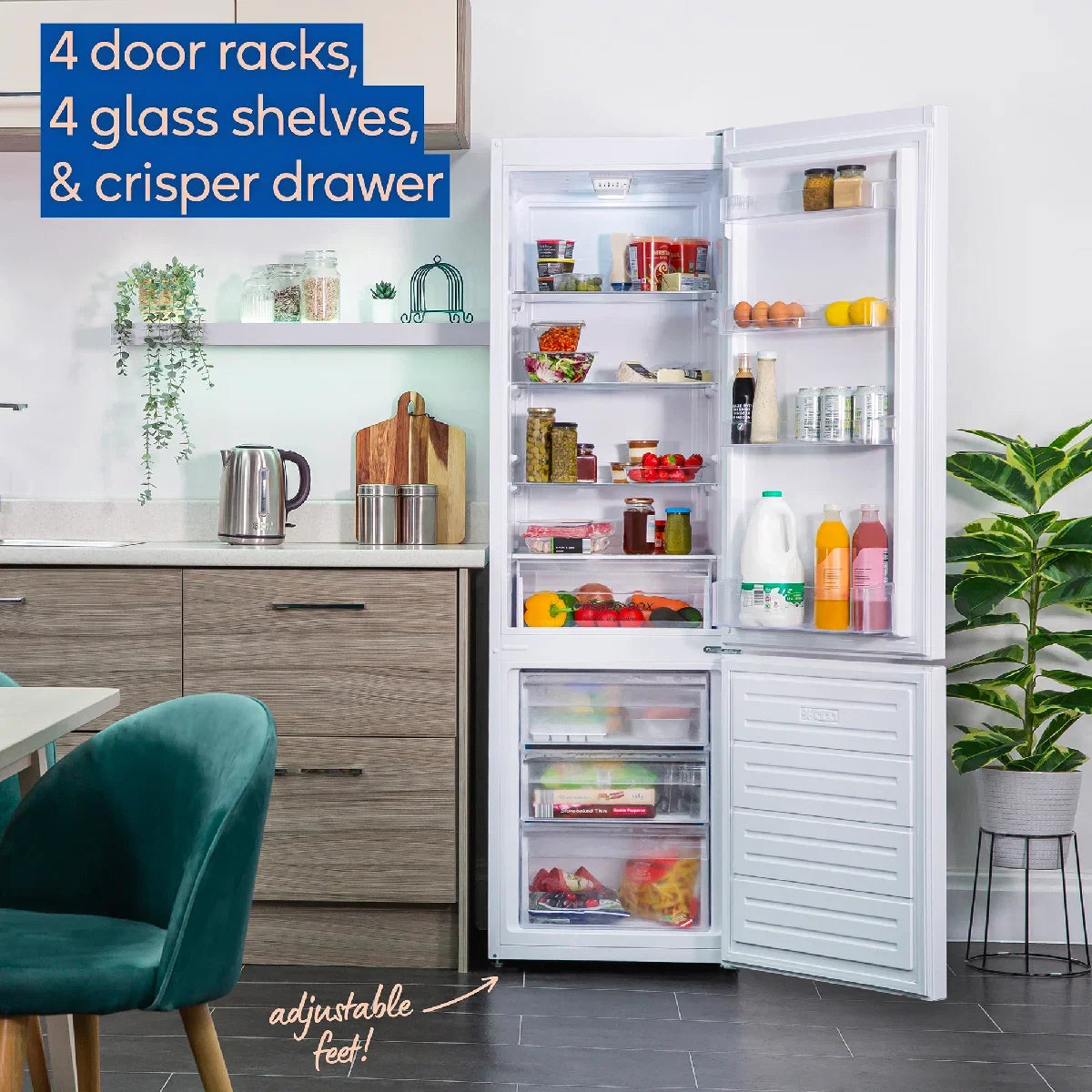 Russell Hobbs White RH180FFFF551E1W 54cm Wide 180cm High Freestanding Frost Free Fridge Freezer