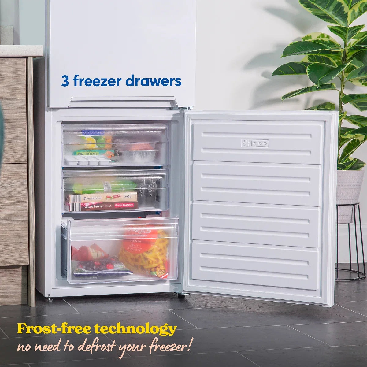 Russell Hobbs White RH180FFFF551E1W 54cm Wide 180cm High Freestanding Frost Free Fridge Freezer