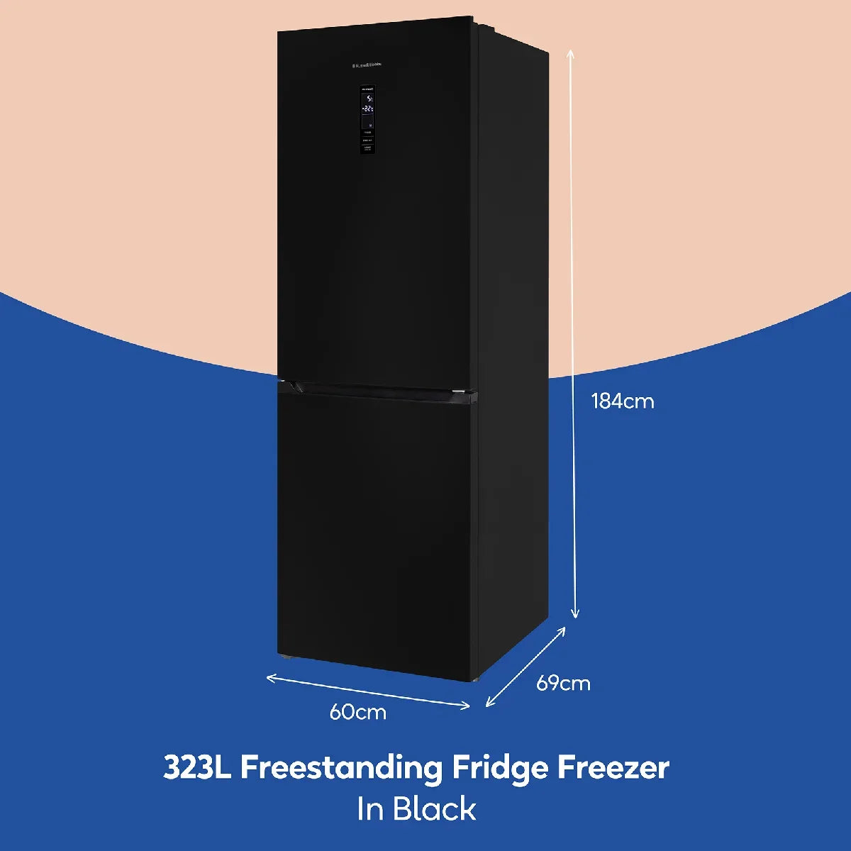Russell Hobbs RH184FF602C1B, 60/40 Freestanding 323L Total No Frost Fridge Freezer in Black