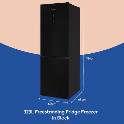 Russell Hobbs RH184FF602C1B, 60/40 Freestanding 323L Total No Frost Fridge Freezer in Black