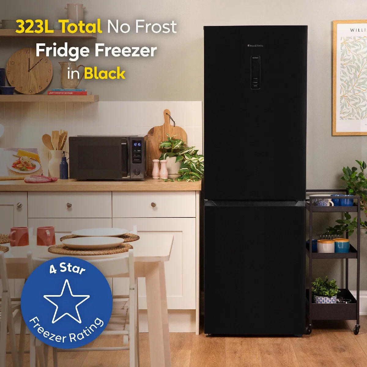 Russell Hobbs RH184FF602C1B, 60/40 Freestanding 323L Total No Frost Fridge Freezer in Black