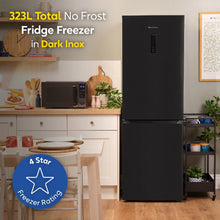 Russell Hobbs RH184FF602C1DI, 60/40 Freestanding 323L Total No Frost Fridge Freezer in Black Steel
