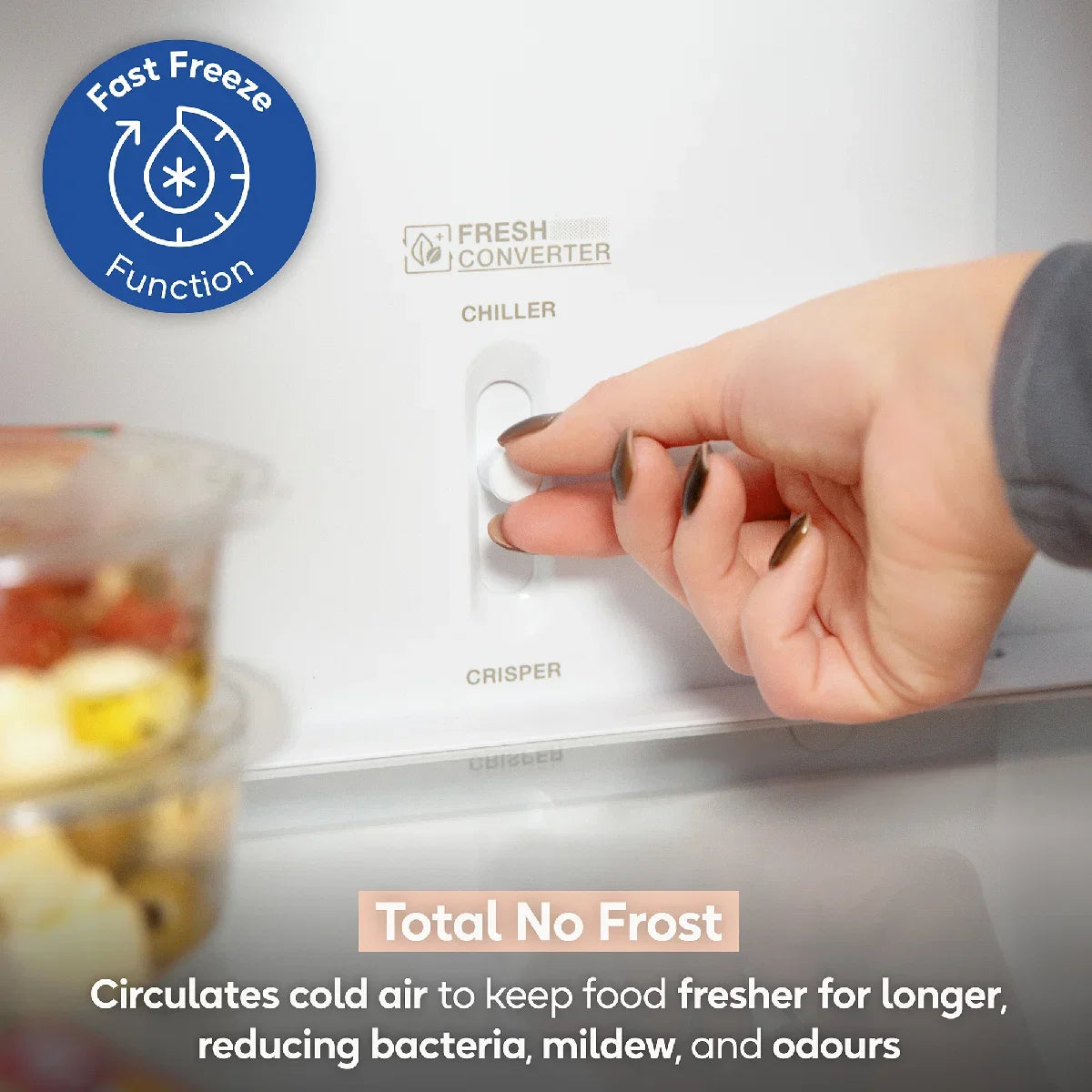 Russell Hobbs RH184FF602C1DI, 60/40 Freestanding 323L Total No Frost Fridge Freezer in Black Steel