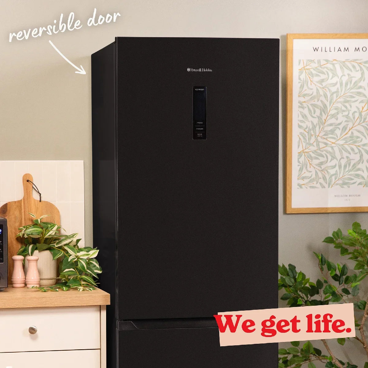 Russell Hobbs RH184FF602C1DI, 60/40 Freestanding 323L Total No Frost Fridge Freezer in Black Steel