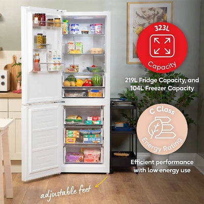 Russell Hobbs RH184FF602C1W, 60/40 Freestanding 323L Total No Frost Fridge Freezer in White