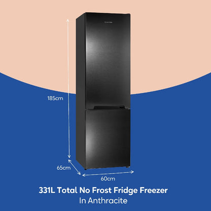 Russell Hobbs RH185FF601C1AN, 331L Freestanding 60/40 Split C Class Total No Frost Fridge Freezer in Anthracite