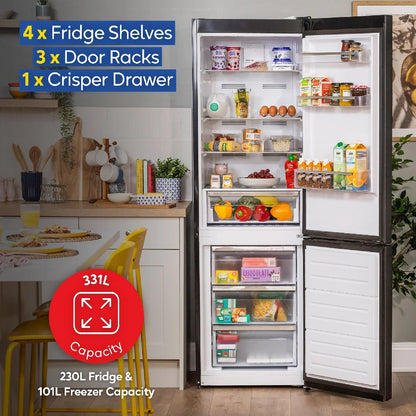 Russell Hobbs RH185FF601C1AN, 331L Freestanding 60/40 Split C Class Total No Frost Fridge Freezer in Anthracite