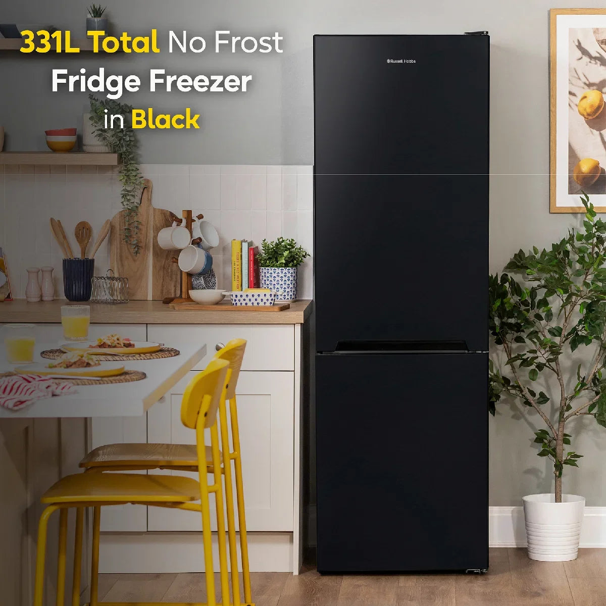 Russell Hobbs RH185FF601C1B, 329L Freestanding 60/40 Split C Class Total No Frost Fridge Freezer in Black