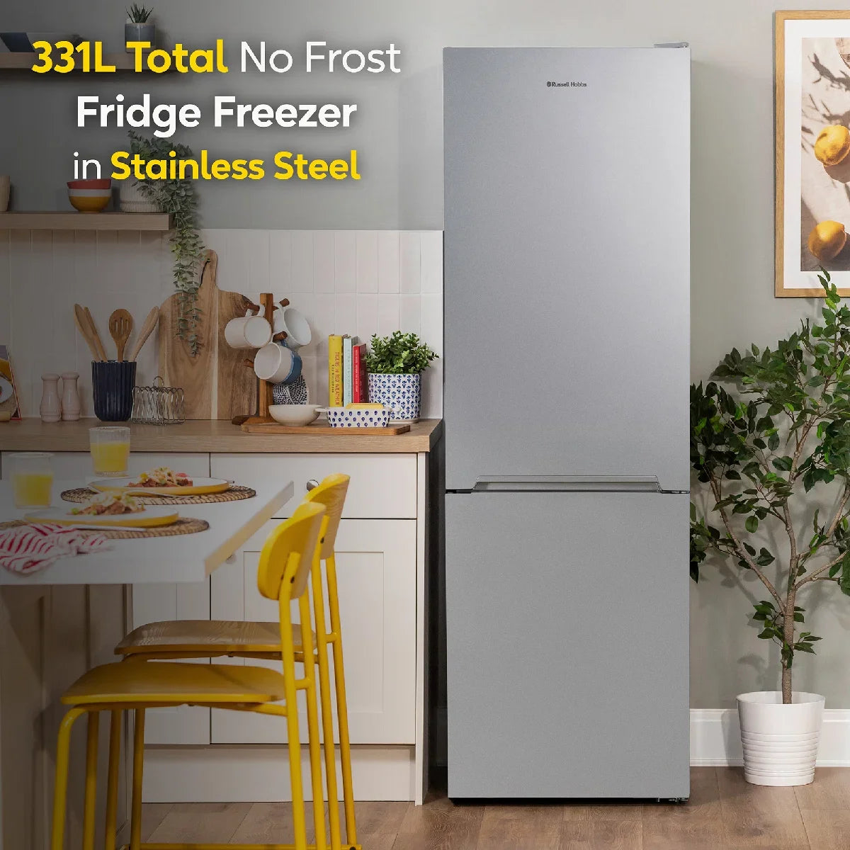 Russell Hobbs RH185FF601C1SS, 331L Freestanding 60/40 Split C Class Total No Frost Fridge Freezer in Stainless Steel