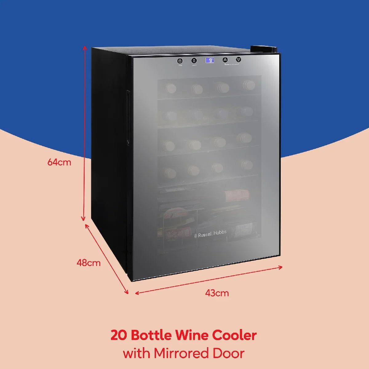 Russell Hobbs® RH20WC201MR, 20 Bottle Wine Cooler in Mirror Black