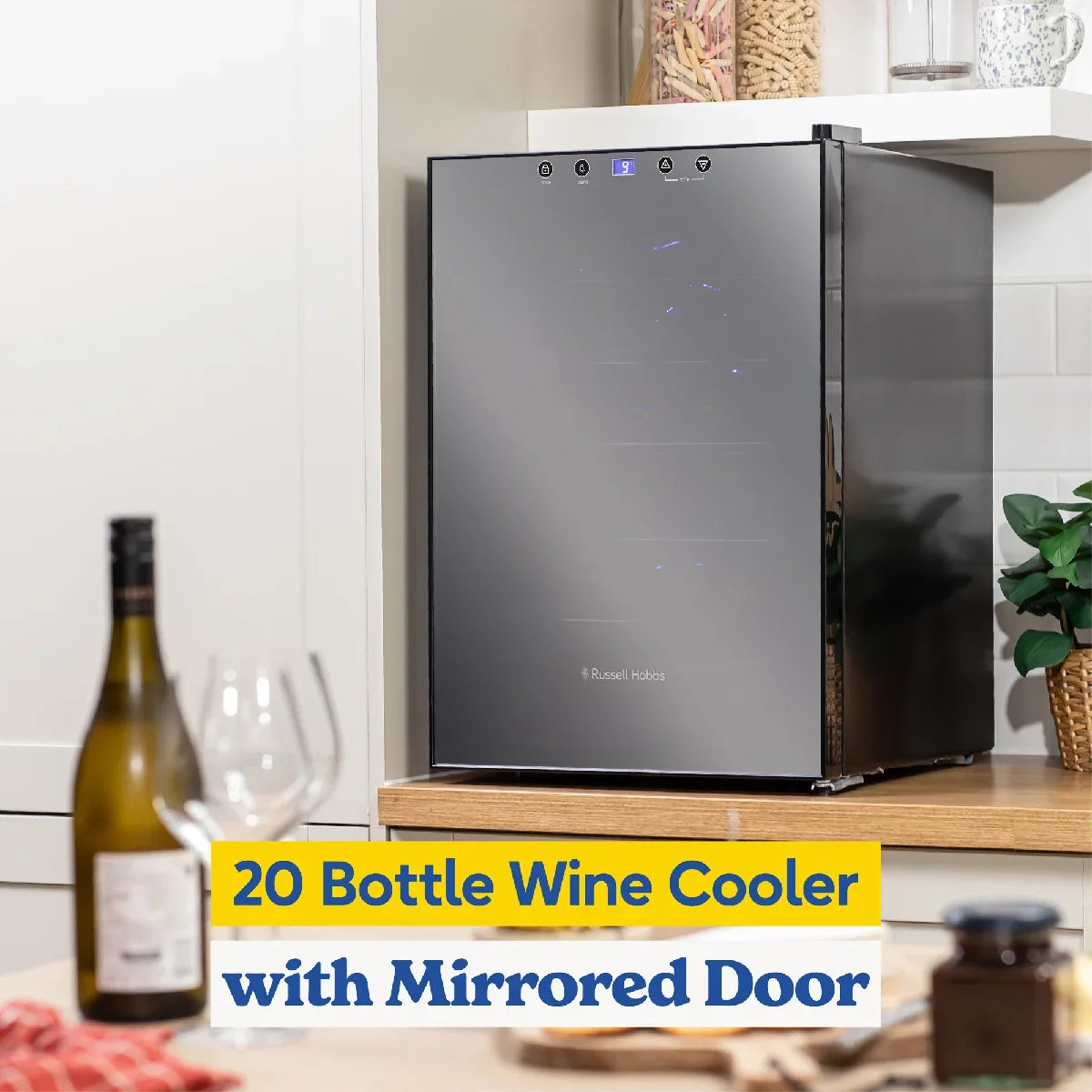 Russell Hobbs® RH20WC201MR, 20 Bottle Wine Cooler in Mirror Black