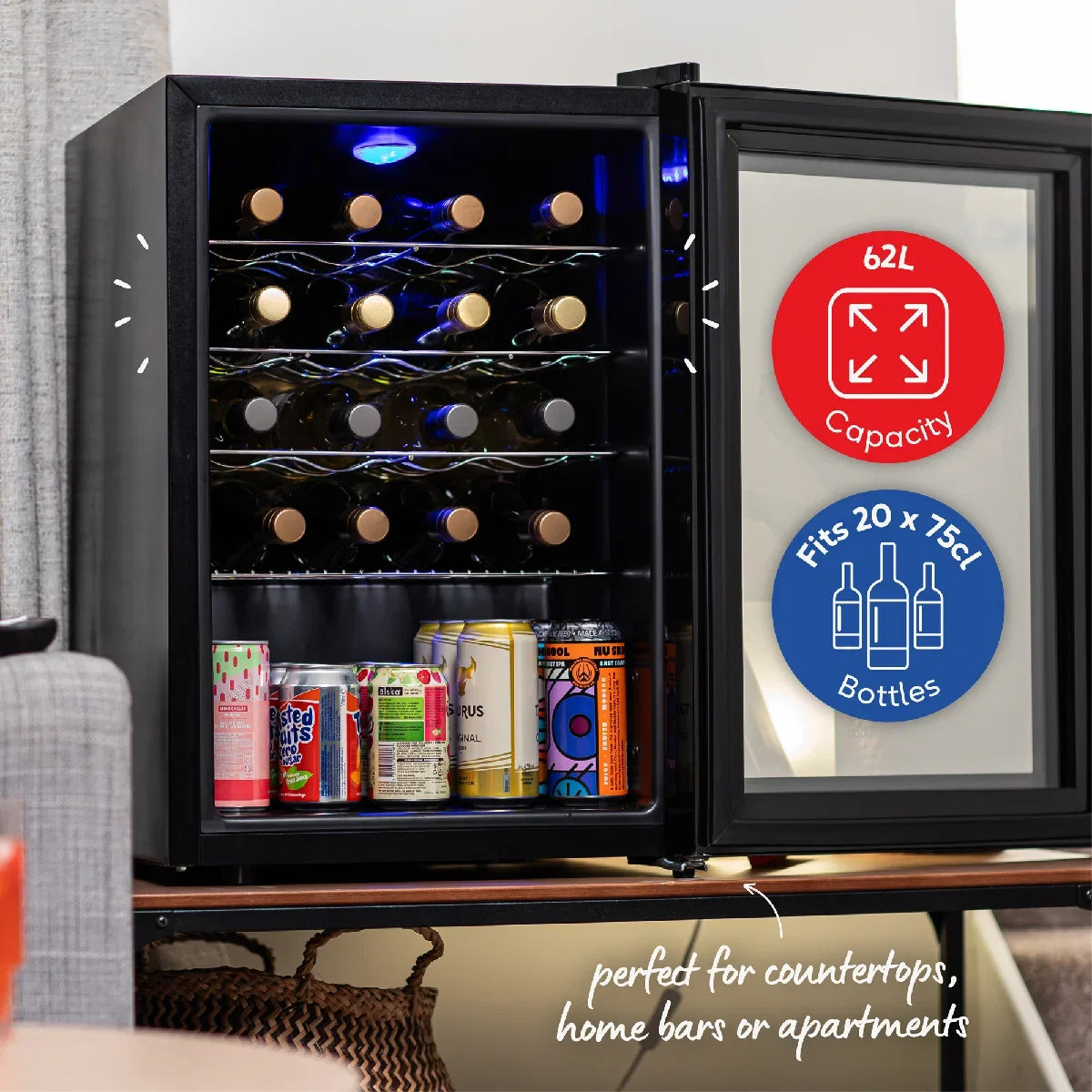 Russell Hobbs® RH20WC201MR, 20 Bottle Wine Cooler in Mirror Black