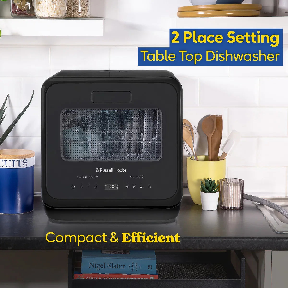 Russell Hobbs RH2TTDW101B, 2 Place Setting Table Top Dishwasher in Black