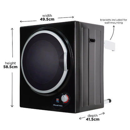Russell Hobbs RH3VTD800B 2.5kg Compact Vented Tumble Dryer in Black