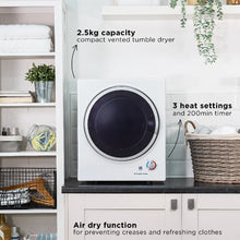 Russell Hobbs RH3VTD800 2.5kg Compact Vented Tumble Dryer in White