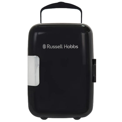 Russell Hobbs RH4CLR1001B 4L Mini Compact Cooler for Drinks and Cosmetics, Retro Style, Black & Chrome