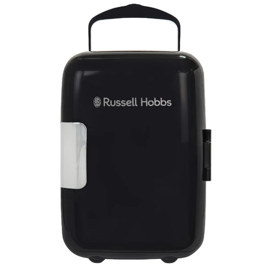 Russell Hobbs RH4CLR1001B 4L Mini Compact Cooler for Drinks and Cosmetics, Retro Style, Black & Chrome