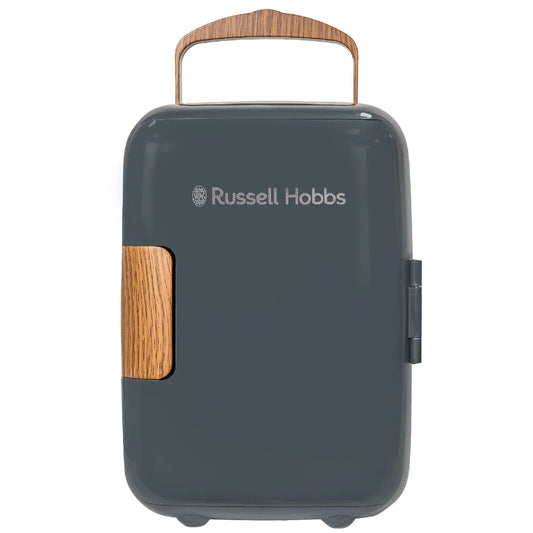 Russell Hobbs RH4CLR1001SCG 4L Mini Compact Cooler for Drinks and Cosmetics, Scandi Style, Grey & Wood Effect