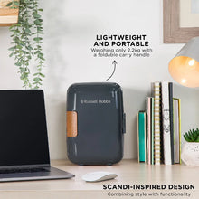 Russell Hobbs RH4CLR1001SCG 4L Mini Compact Cooler for Drinks and Cosmetics, Scandi Style, Grey & Wood Effect