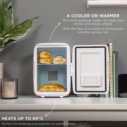 Russell Hobbs RH4CLR1001SCW 4L Mini Compact Cooler for Drinks and Cosmetics, Scandi Style, White & Wood Effect