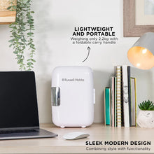 Russell Hobbs RH4CLR1001 4L Mini Compact Cooler for Drinks and Cosmetics, Retro Style, White & Chrome