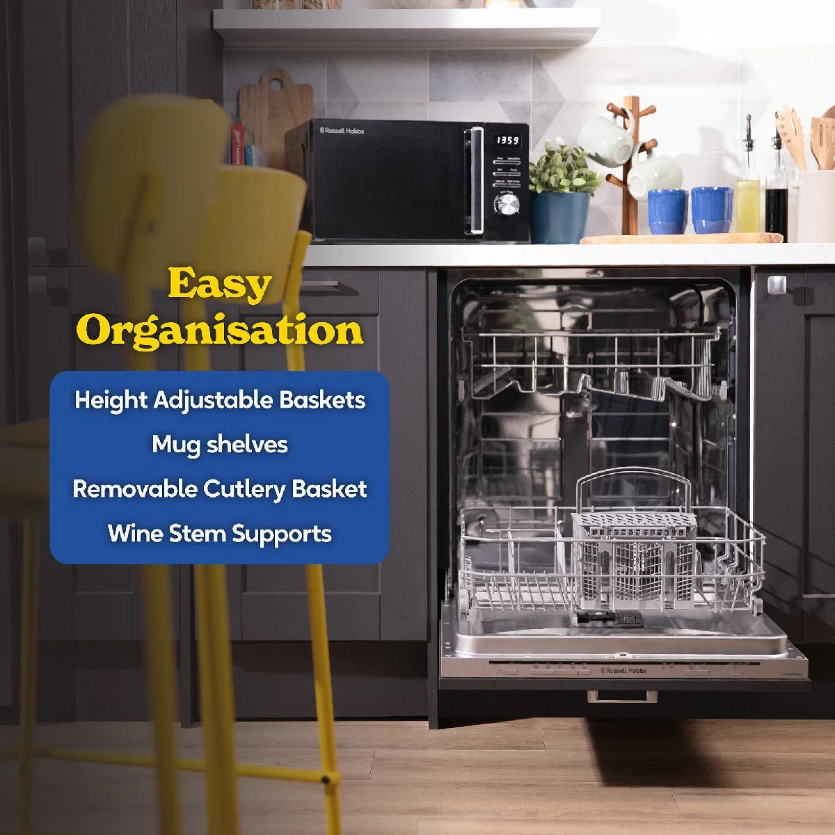 Russell Hobbs RH60BIDW00E1, Built-In Dishwasher in Grey
