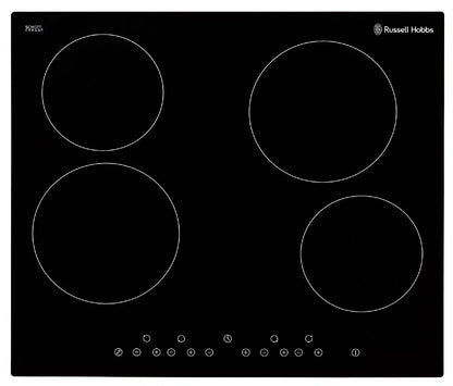 Russell Hobbs RH60EH402B Black Glass 59cm Wide, 4 Zone Electric Hob with Touch Control