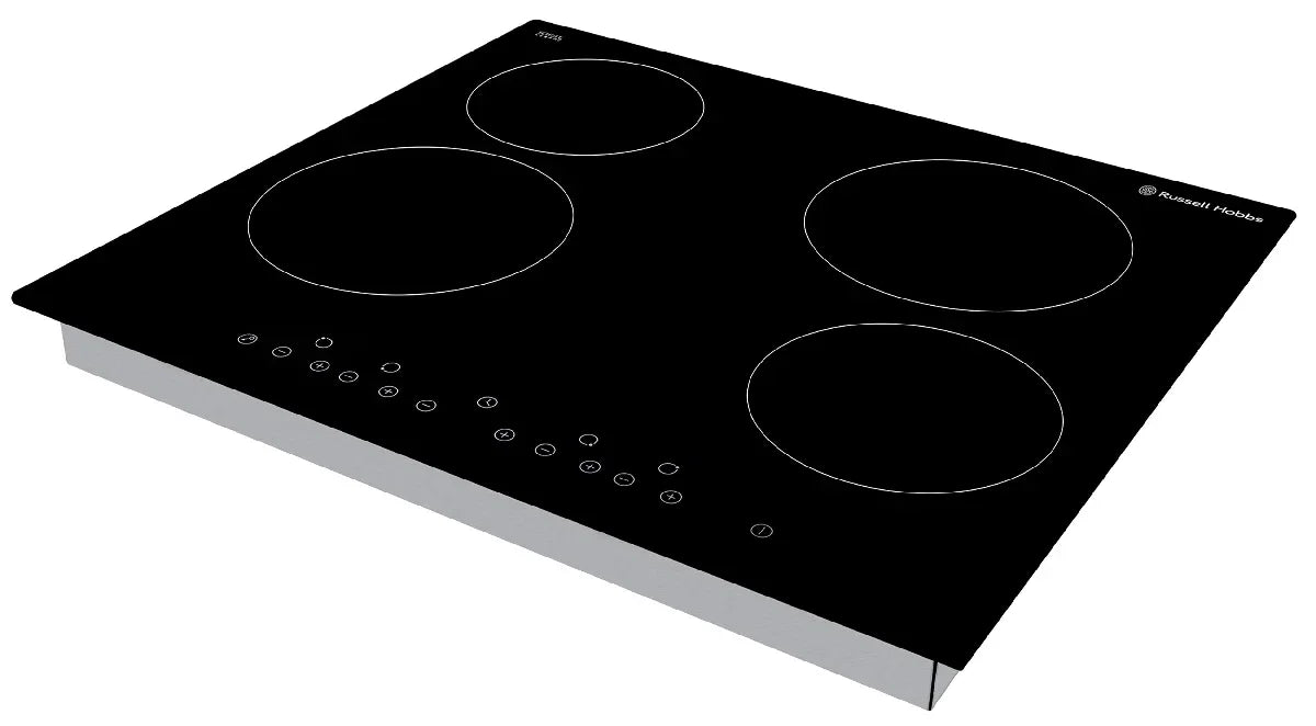 Russell Hobbs RH60EH402B Black Glass 59cm Wide, 4 Zone Electric Hob with Touch Control