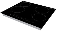 Russell Hobbs RH60EH402B Black Glass 59cm Wide, 4 Zone Electric Hob with Touch Control