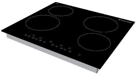 Russell Hobbs RH60EH402B Black Glass 59cm Wide, 4 Zone Electric Hob with Touch Control