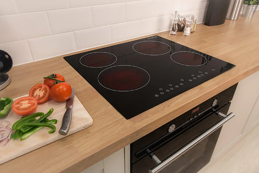 Russell Hobbs RH60EH402B Black Glass 59cm Wide, 4 Zone Electric Hob with Touch Control