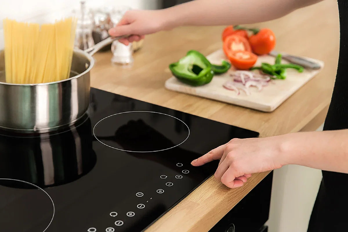 Russell Hobbs RH60EH402B Black Glass 59cm Wide, 4 Zone Electric Hob with Touch Control
