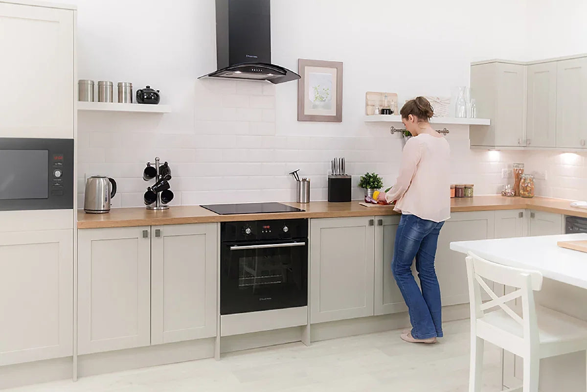Russell Hobbs RH60EH402B Black Glass 59cm Wide, 4 Zone Electric Hob with Touch Control