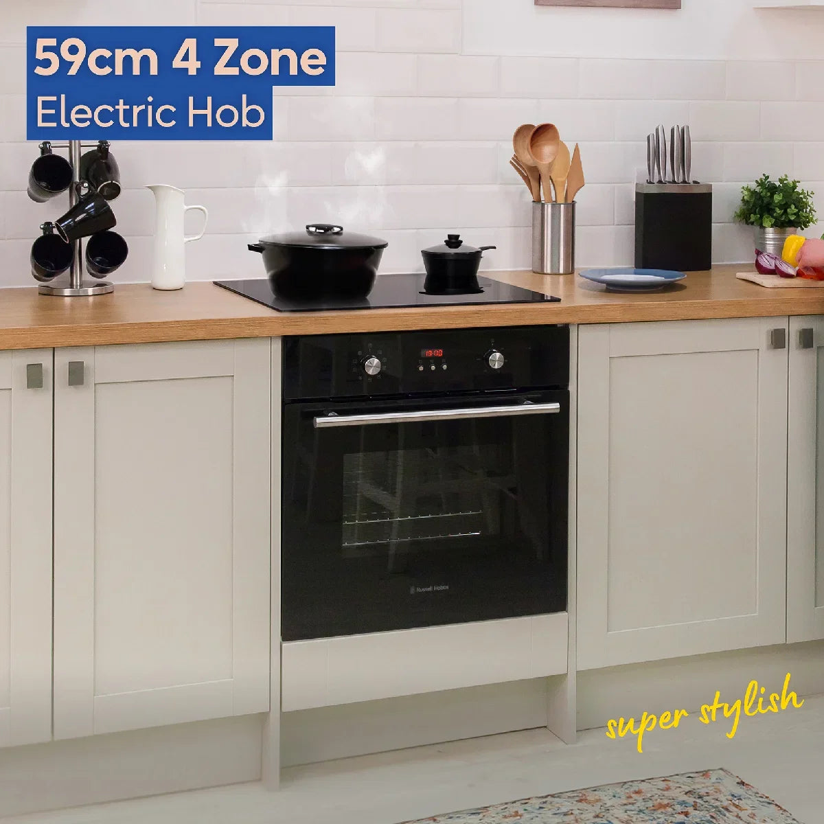 Russell Hobbs, RH60EH412B, Midnight 59cm 4 Zone Electric Hob in Black