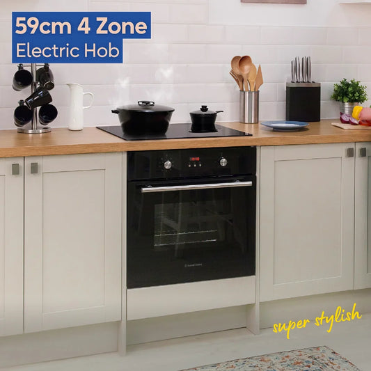 Russell Hobbs, RH60EH412B, Midnight 59cm 4 Zone Electric Hob in Black