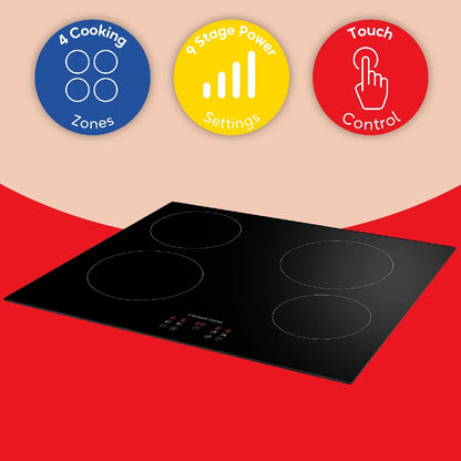 Russell Hobbs RH60EH413B 59cm 4 Zone Electric Hob with Touch Control in Black