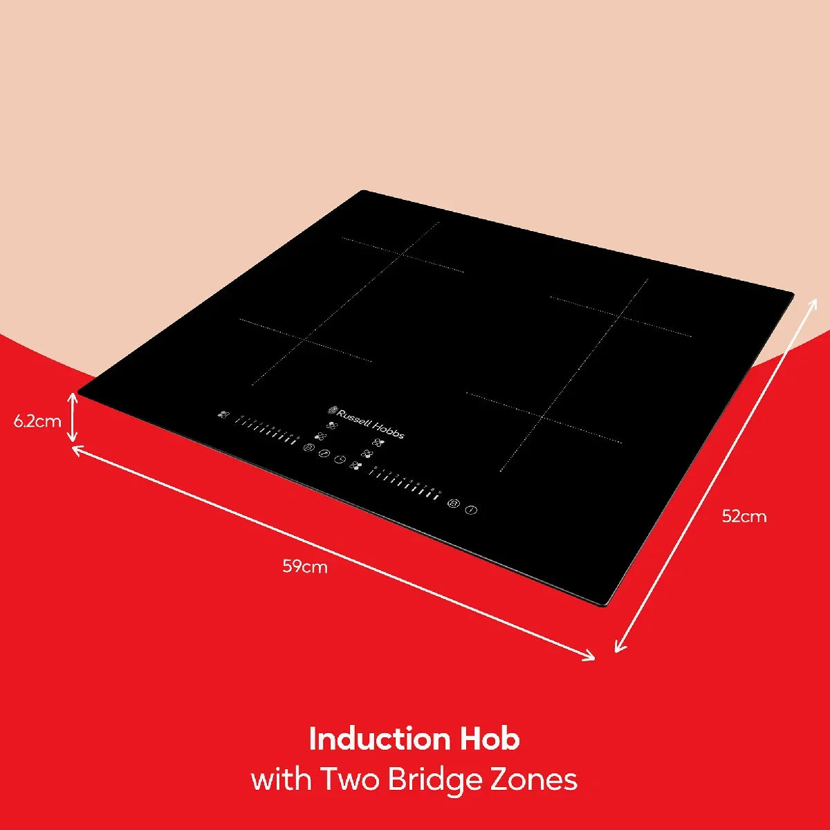 Russell Hobbs® RH60IH2B413B 60cm Induction Hob with Dual Flex Bridge in Black