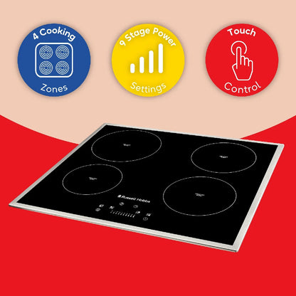 Russell Hobbs RH60IH414B, 59cm 4 Zone Induction Hob with Touch Control and Frame in Black