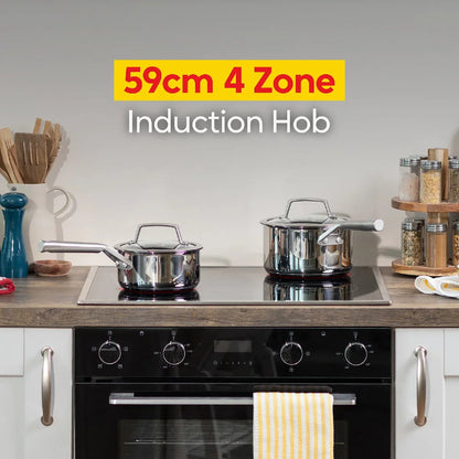 Russell Hobbs RH60IH414B, 59cm 4 Zone Induction Hob with Touch Control and Frame in Black